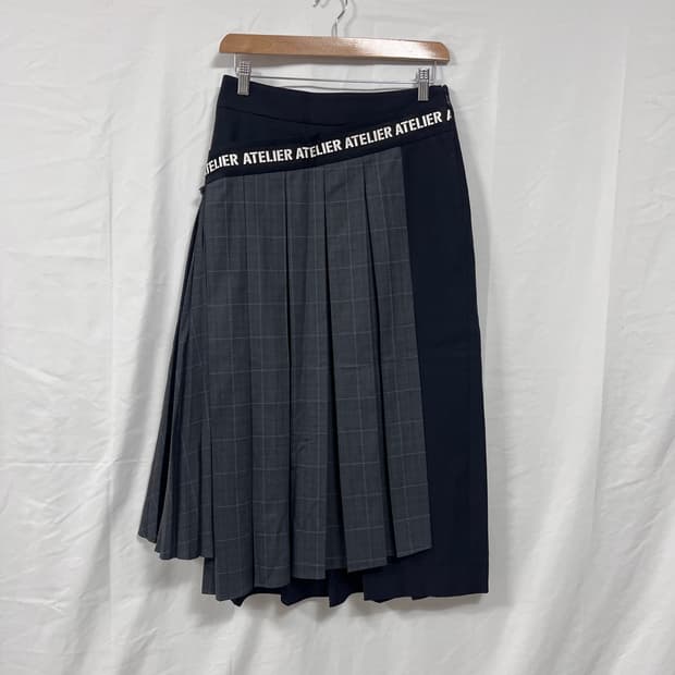 럭키슈에뜨 컬러 믹스 플리츠 스커트