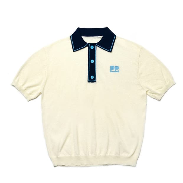 프라이FREI 심볼 카라 반팔 니트 크림 남성 L사이즈 택달린새제품