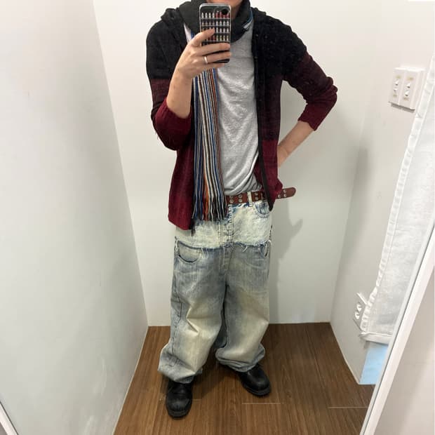 Schlussel Ombre Gradient Knit Hoodie Zip