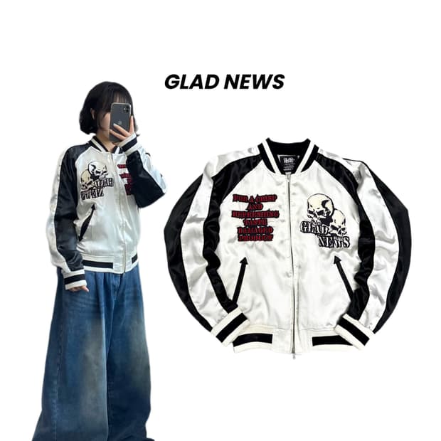 글래드뉴스 제팬 스컬 해골 자수 락 펑크 오리엔탈 스카쟌