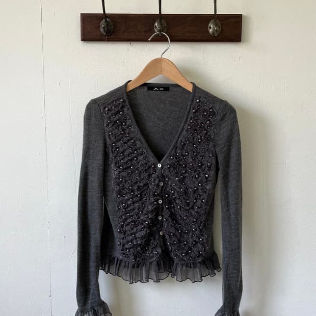 BIZZ 진주 셔링 가디건