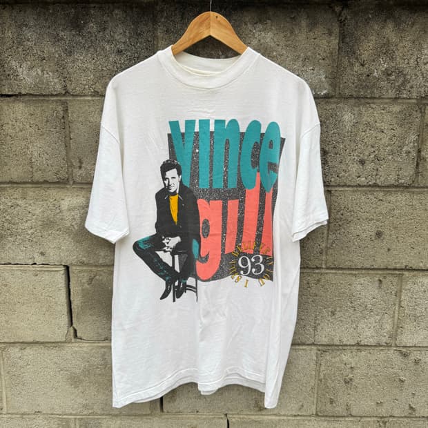 90s 헤인즈 vince gill 월드투어 밴드 반팔 티셔츠 싱글스티치