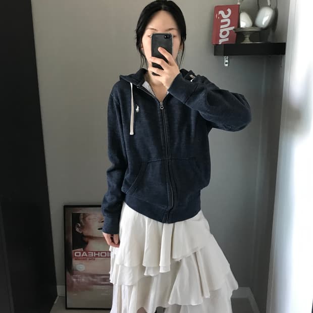 폴로 랄프로렌 포니 로고 피그먼트 써멀 후드집업