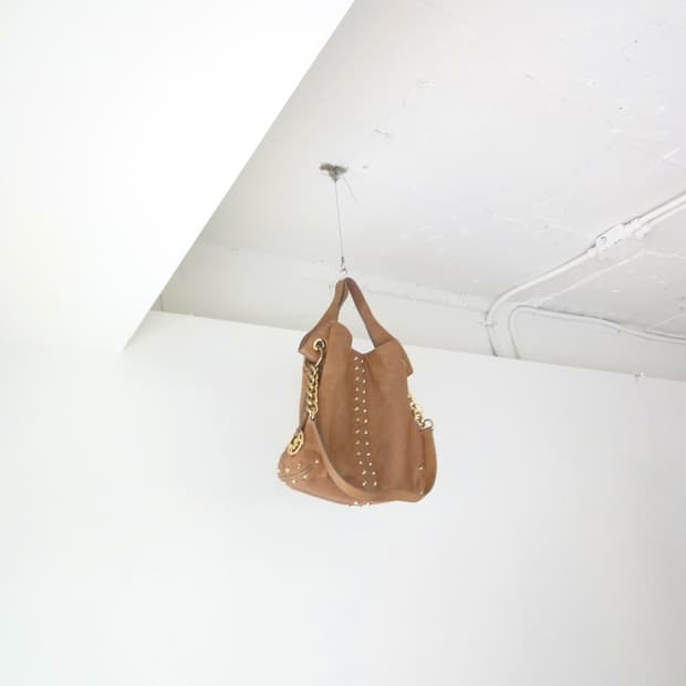 MICHAEL KORS gold stud tote bag / brown