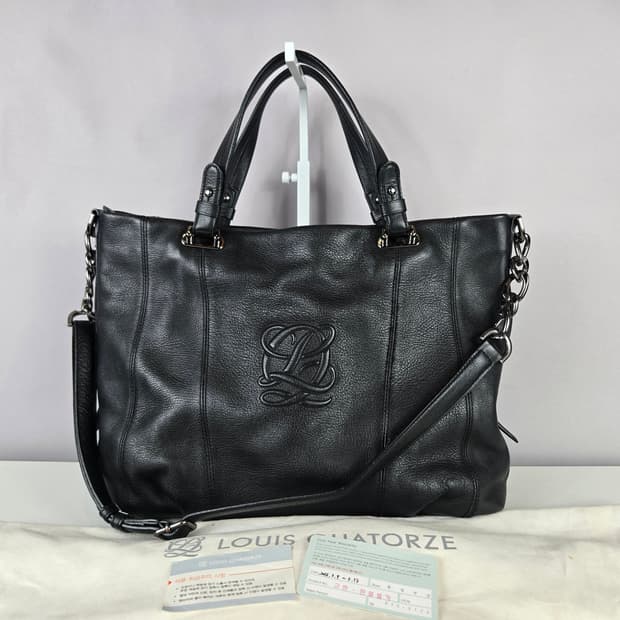 루이까또즈 가죽 체인 숄더백 토트백 블랙