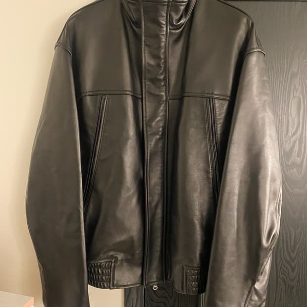 [50] 솔리드옴므 램스킨 하이넥 레더 가죽 자켓