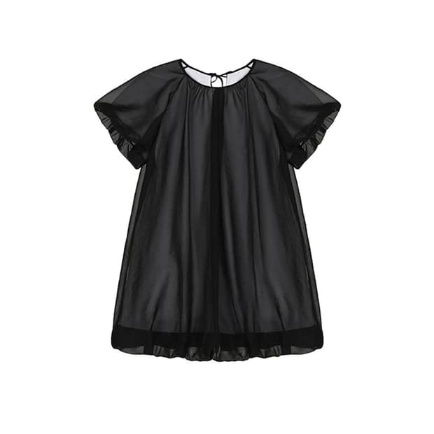 COSMOSS volume mini dress (sheer black)
