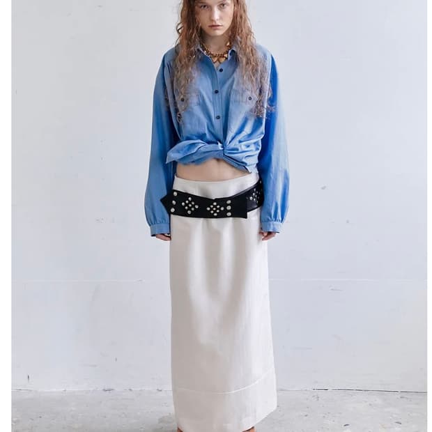 글리터 스트라이프 롱 스커트 S