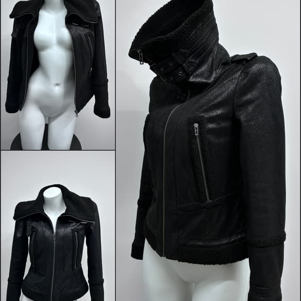 아르마니 버클 하이넥 코티드 자켓