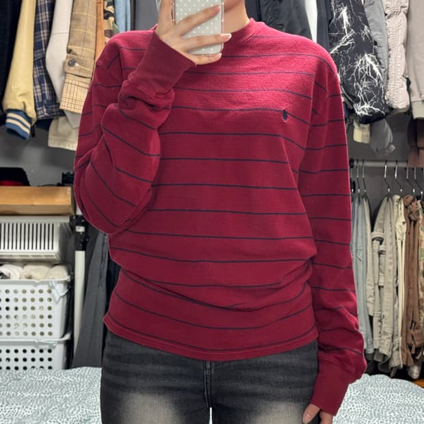 폴로 랄프로렌 와플 스트라이프 롱슬리브 긴팔티셔츠