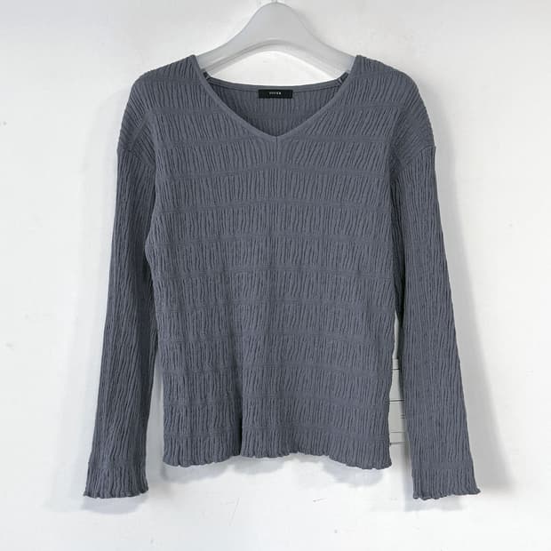 시스템 크링클 브이넥 니트 탑