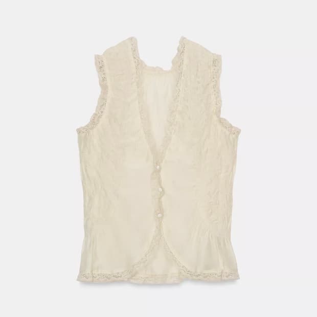 자라 레이스 버튼 셔츠