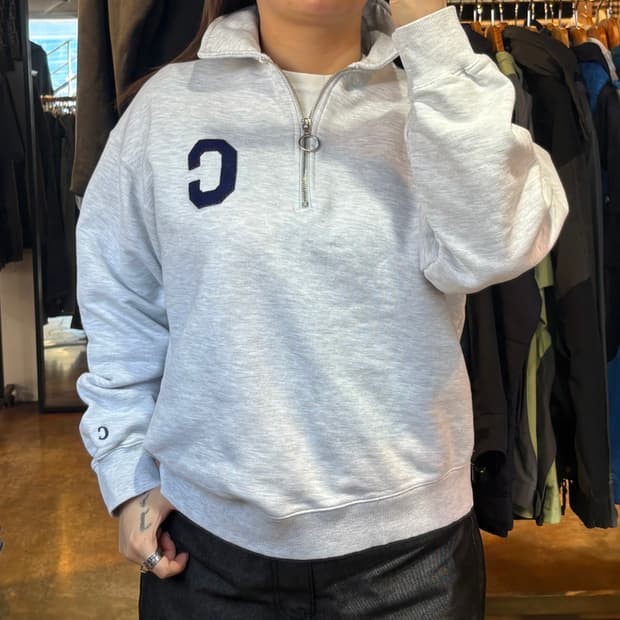 커버낫 백멜란지 반집업 맨투맨