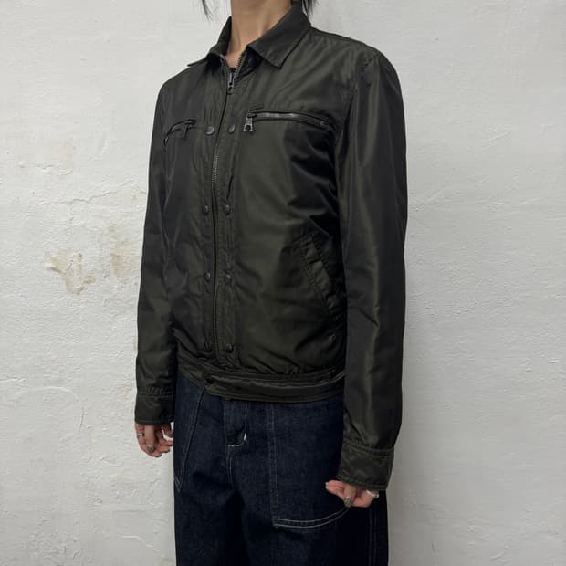 디젤(DIESEL) 다크올리브 폴리에스터 레이온 혼방 쇼트 트러커 자켓