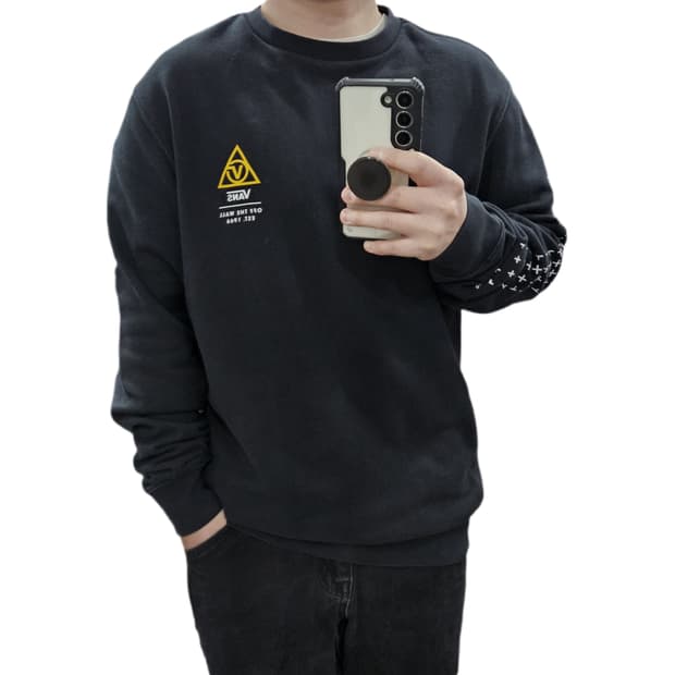 M 95-100 반스 프린팅 맨투맨  블랙