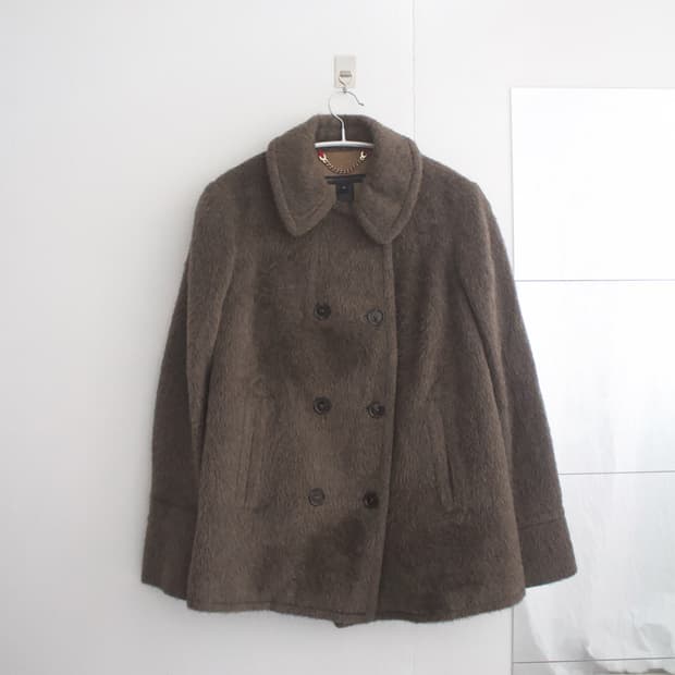 hairy alpaca wool duffle coat