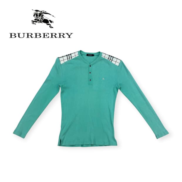 버버리 블랙라벨 헨리넥 숄더체크패턴 롱슬리브