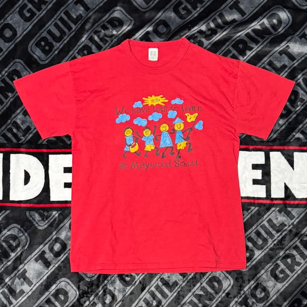 싱글 스티치 러셀 에슬레틱 티셔츠 레드