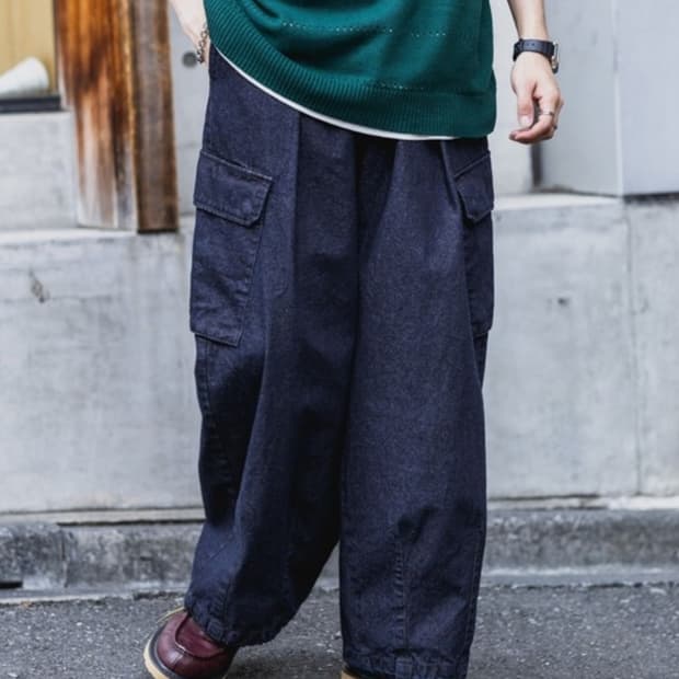 레이지블루 데님 밀리터리 카고팬츠