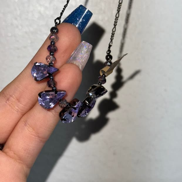 Anna sui 안나수이 퍼플 큐빅 목걸이