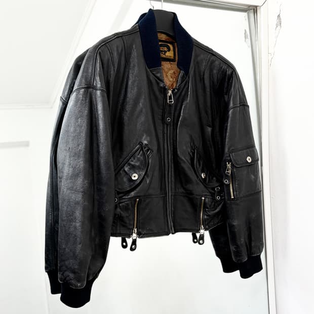 Foxrun 90s 양가죽 크롭 MA-1 자켓