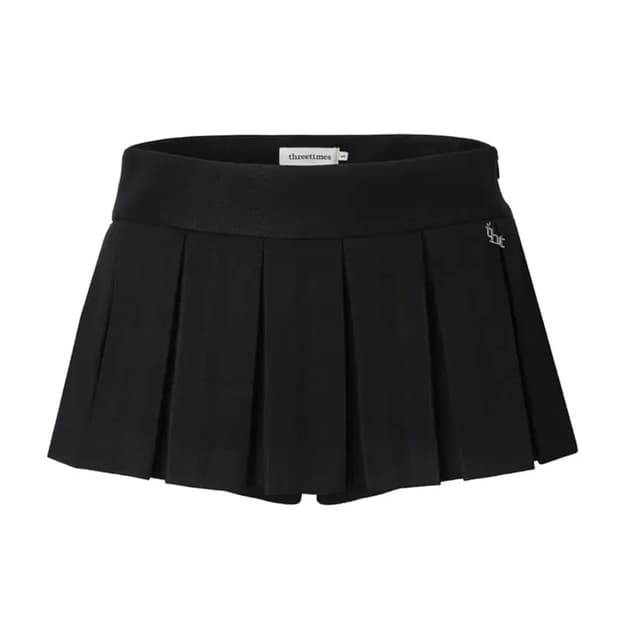쓰리타임즈 쓰탐 loew pleats skirt 로우 플리츠 스커트 블랙