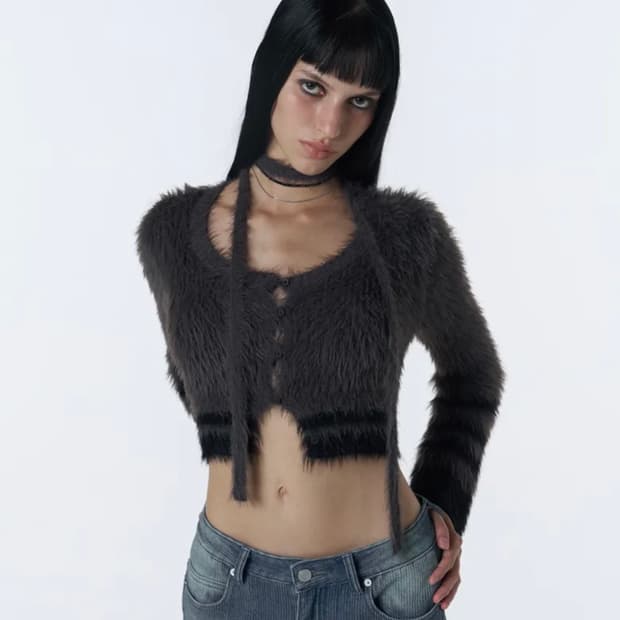 오디너리 홀리데이 헤어리슬림 가디건 [딥그레이]