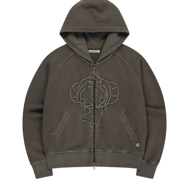 VINTAGE TAPE HOOD ZIP-UP ASH BROWN