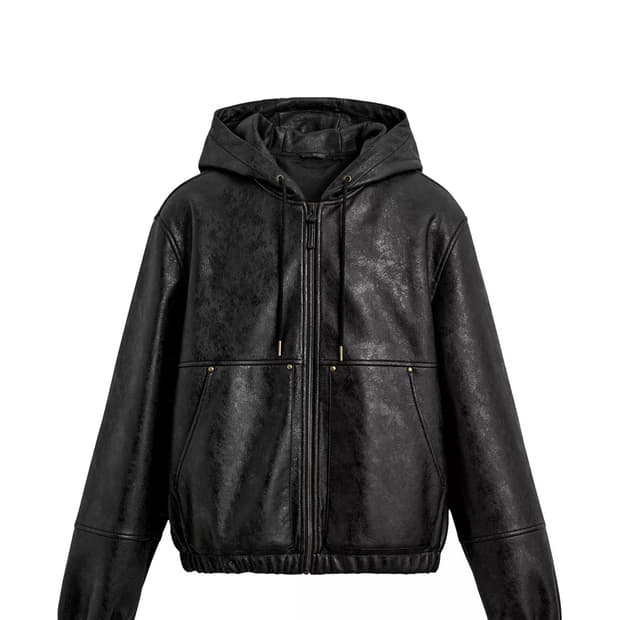 자라 페이크 레더 후드자켓