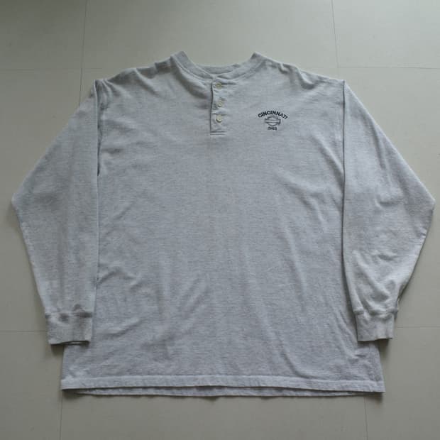 90s USA 할리데이비슨 자수 헨리넥 긴팔티 (2XL) 