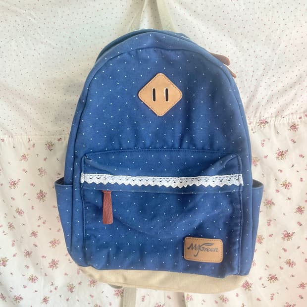 모리걸 빈티지 도트 레이스 백팩 💙🎀🤍