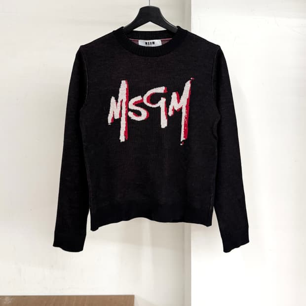 엠에스지엠 딥브라운 로고 롱슬리브 스웨터