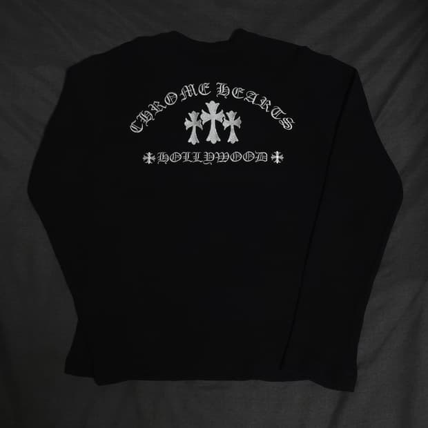 [M] 크롬하츠 세메터리 할리우드 헨리넥 와플 니트 블랙