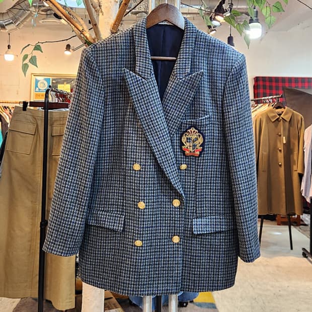 잉게보르그 by 핑크하우스 와펜 체크 더블 버튼 빈티지 자켓
