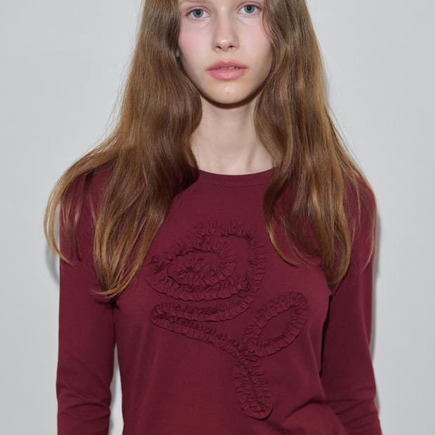 시눈 로즈 프릴 롱슬리브 버건디