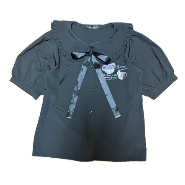 Chip Clip 테디베어 리본 블라우스 고스로리 스나계