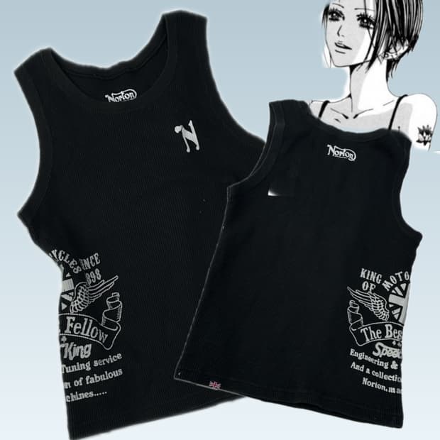 🎸나나깔 프린팅 와플 슬리브리스🎸락 펑크 이너 레터링 블랙 데빌 