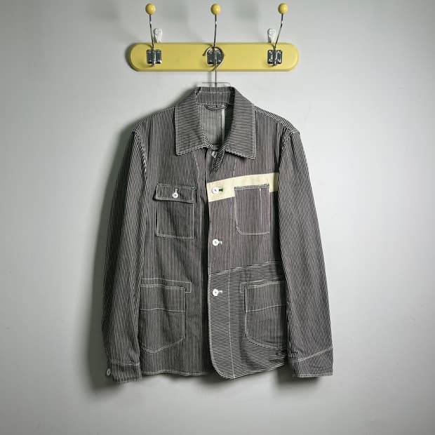 히로미치 나카노 히코리 스트라이프 커버올 자켓 L