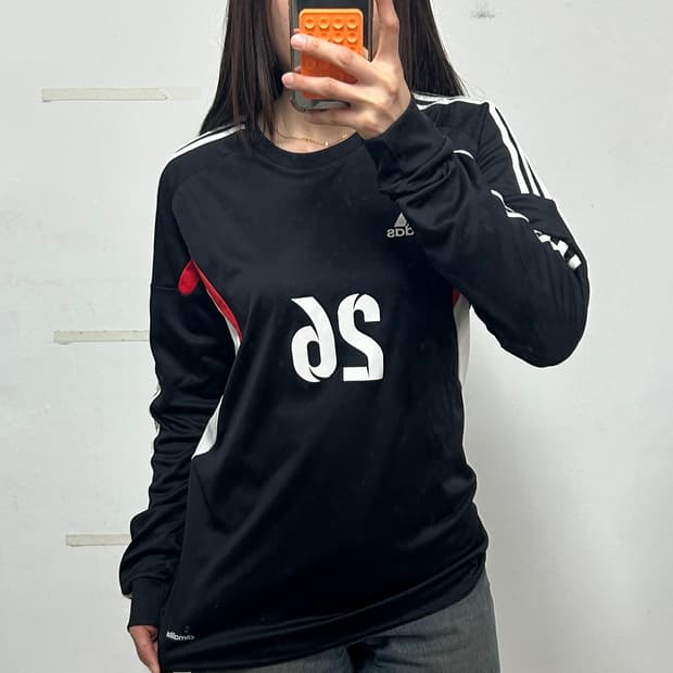 아디다스 긴팔 축구 저지 블랙