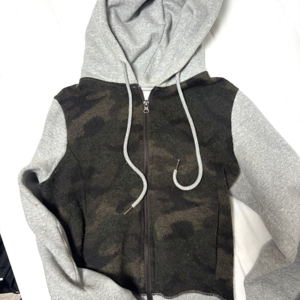 y2k 카모 배색 후드집업