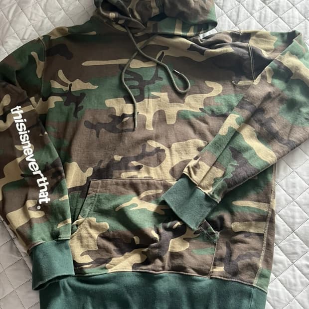 디스이즈네버댓 카모 워싱후드티 XL