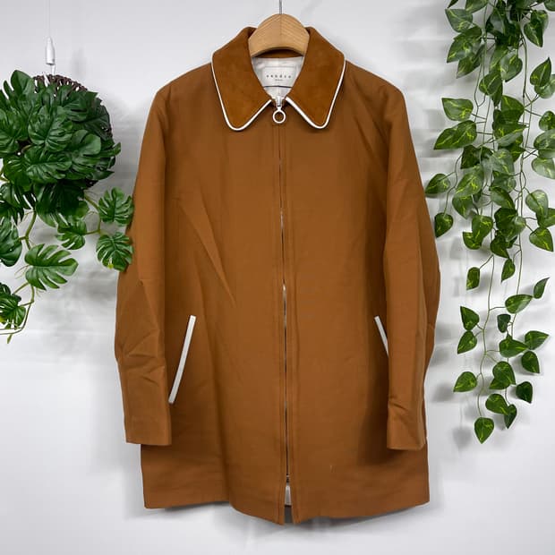 [산드로] 브라운 코트 배색 카라 (38)