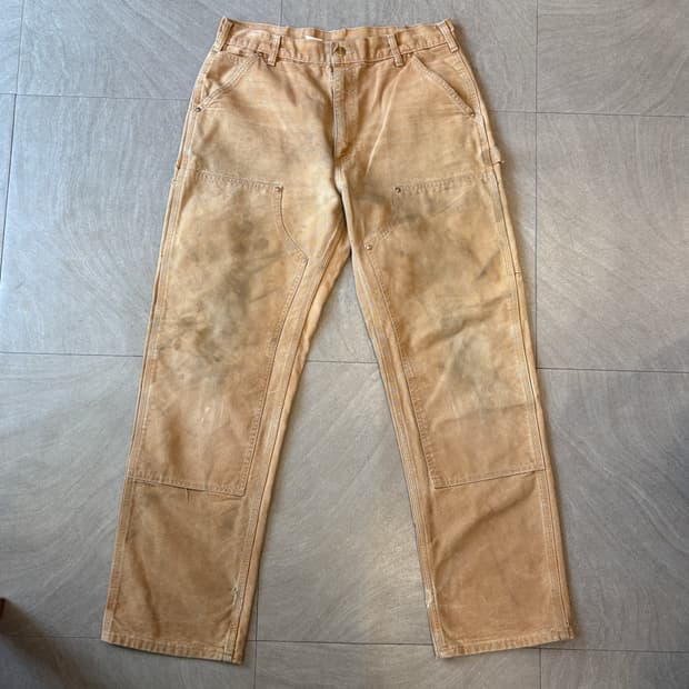 칼하트 미국 생산 브라운 더블니 팬츠