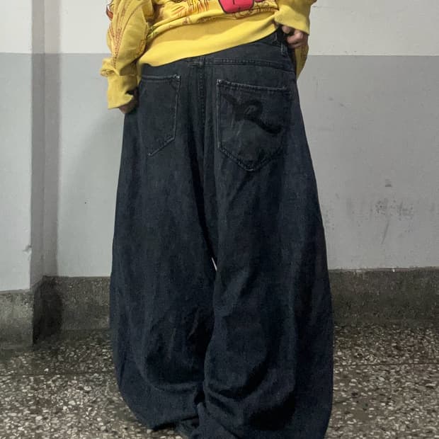 90s ROCA WEAR 블랙데님 힙합팬츠