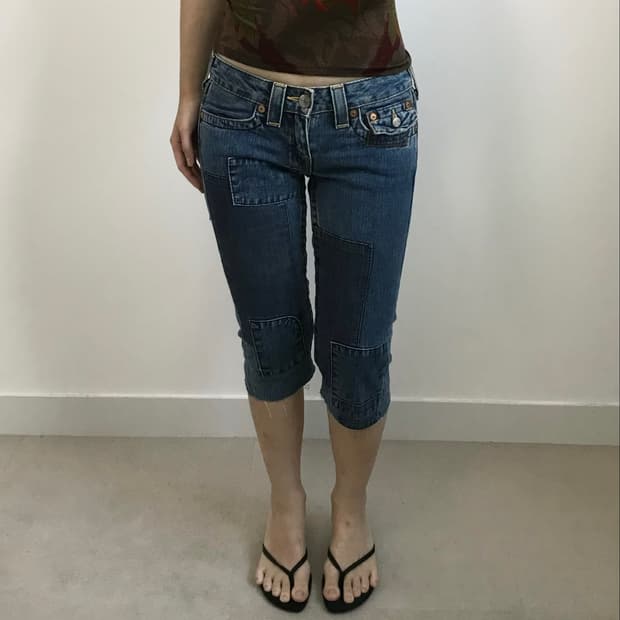 트루릴리전 패치워크 카프리 데님팬츠