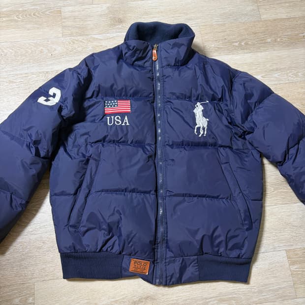 폴로 빅포니 성조기 패딩 M 네이비