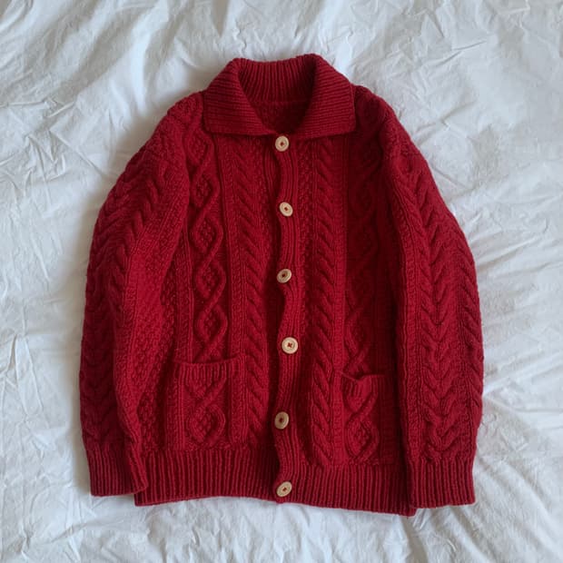 레드 꽈배기 가디건 