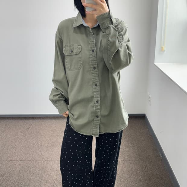 Wrangler 랭글러 카키 투포켓 셔츠