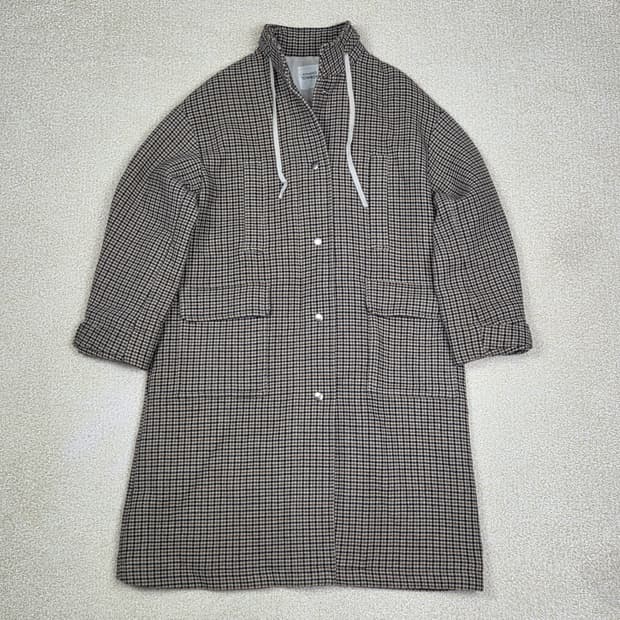 [스튜디오 톰보이] 하운드투스 체크 하이넥 점퍼 코트 | 00232