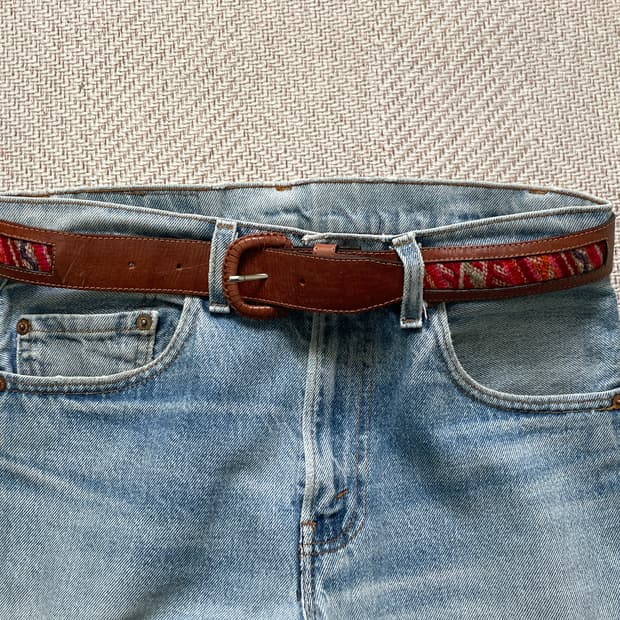 빈티지 웨스턴 멀티컬러 브라운 벨트 